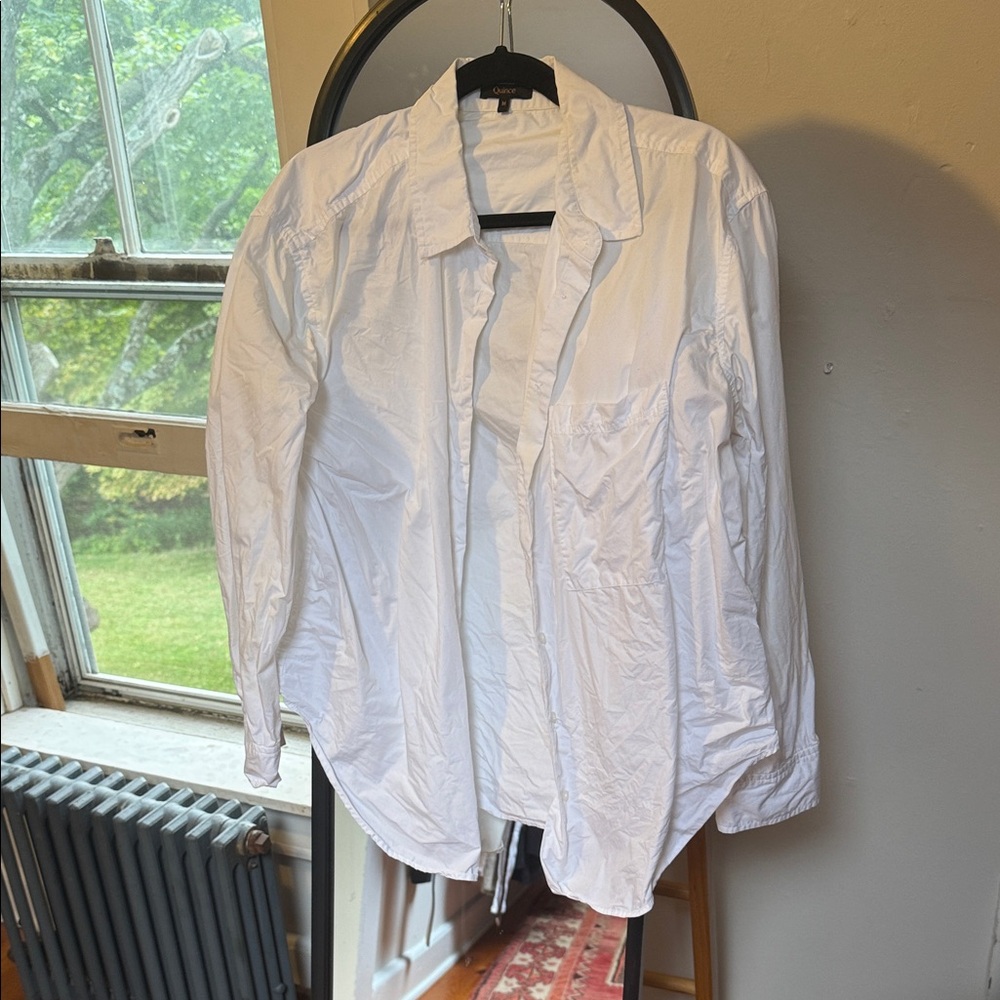 Quince White Lightweight Shirt Jacket